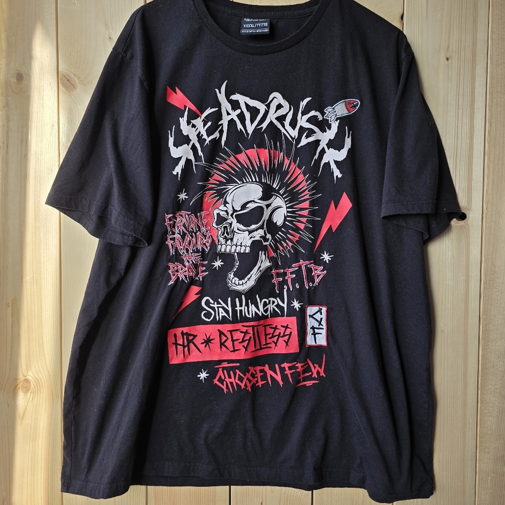 Headrush MMA Graphic Patches Skull Fortune Favors the Brave Black Mens XXXXL